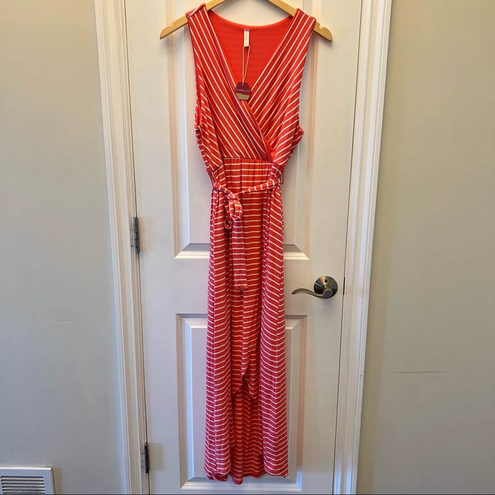 PINKBLUSH Orange/White High low dress SIZE XL